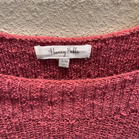 Rose Pink, Cold Shoulder / Peek-a-Boo Shoulder Sweater - Picture 3 of 3